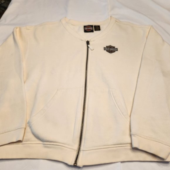 Harley Davidson Creme Fleece Zip Up Women's Size M - Picture 1 of 5